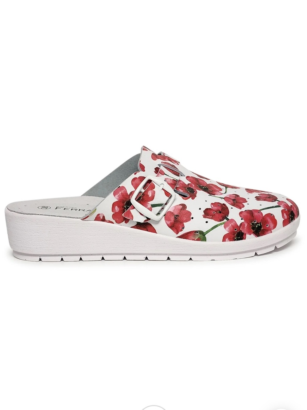 Floral Buckle Slip-On Clog/Mule in Red Made in Italy BNIB